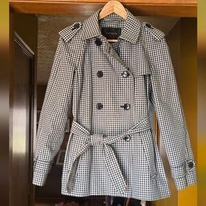 Coach Gingham Checked Short Trench Coat Medium Raincoat Gingham Plaid
